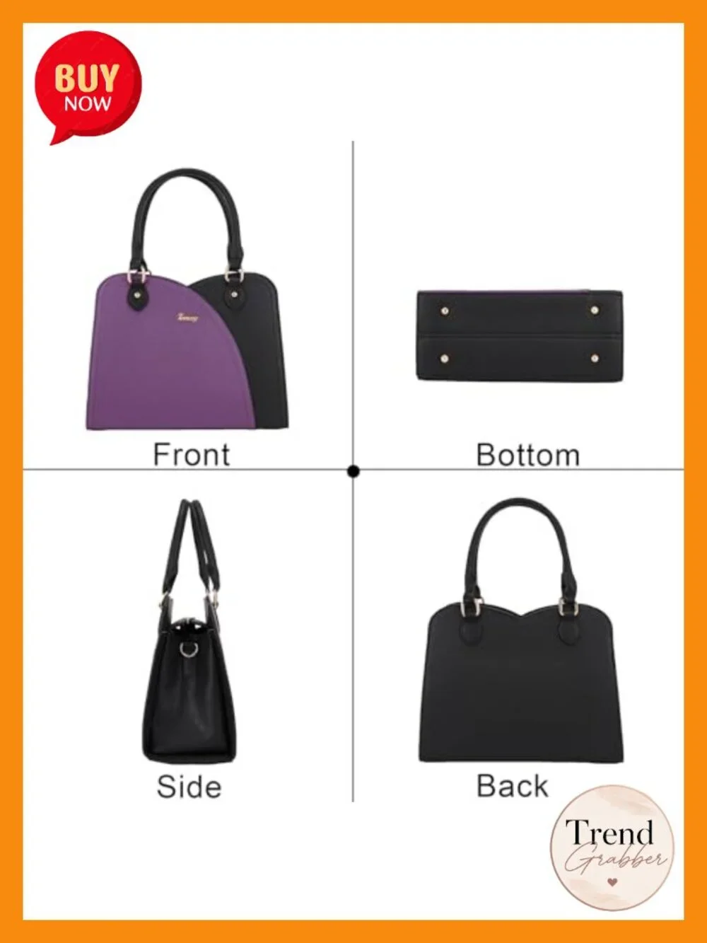 Women's Satchel Handbag with Wallet Set 2-Piece Faux Leather Shoulder Bag